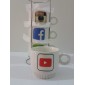 4 Mug / tasses á café personnalisés facebook youtube whatsapp instagram