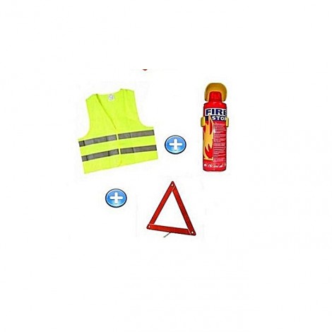 Pack de sécurité voiture -Triangle d'en panne /Gilet fluorescent /Extincteur 500 ml