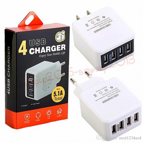 Chargeur mural 4 ports usb Adaptateur secteur chargeur de voyage à domicile