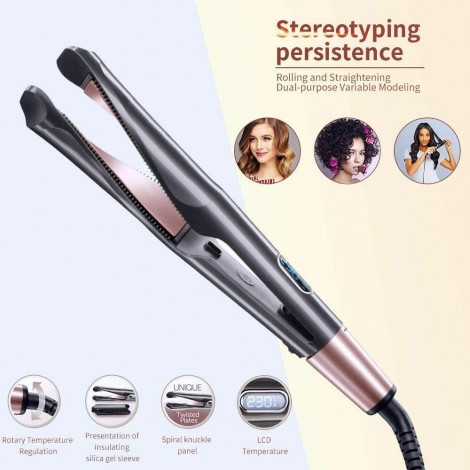 Professionnel 2 en 1 Hair Twist Curling & Lisseur Fer à lisser Cheveux