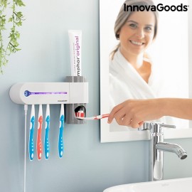 STÉRILISATEUR BROSSE À DENTS UV AVEC SUPPORT ET DISTRIBUTEUR DE DENTIFRICE SMILUV