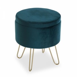 TABOURET VELOURS PIN BOIS MDF (27,5 X 45 CM)