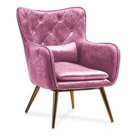 FAUTEUIL ROSE VELOURS (68 X 92 X 70 CM)