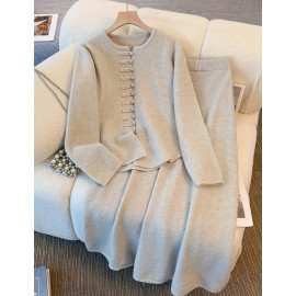 jupe mi-longue à taille élastique deux pièces