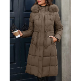 Veste longue à capuche rembourée pour femme