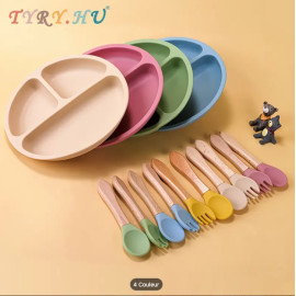 3pièces Ensemble de nourriture pour bébé en silicone vibrant