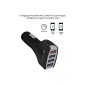 4 Ports USB Car Charger - Black